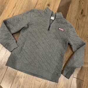 Vineyard Vines Gray Quilted Women's 1/4 zip pullover Sweatshirt